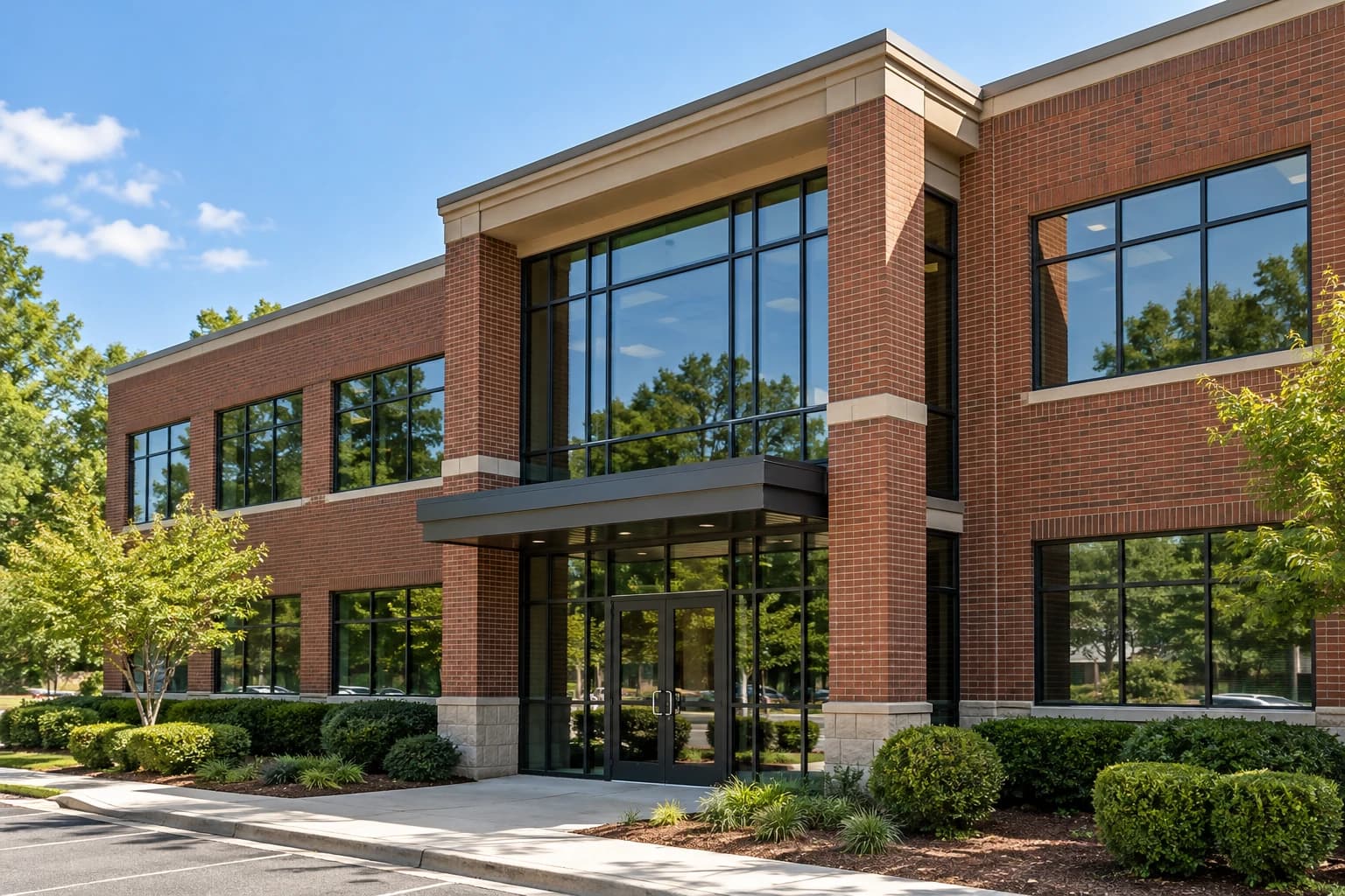 A brick commercial office property